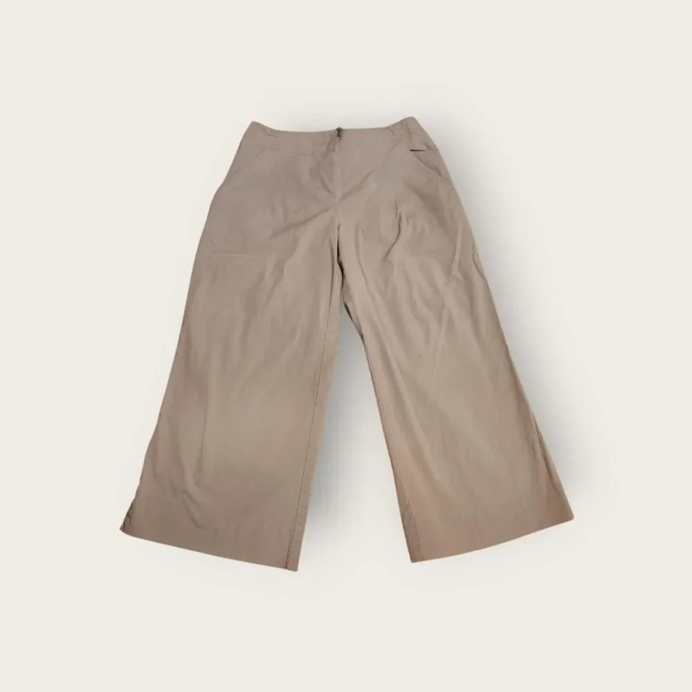 Vintage Y2k early 2000s Express tan mid rise wide leg capri length pants - Picture 1 of 4